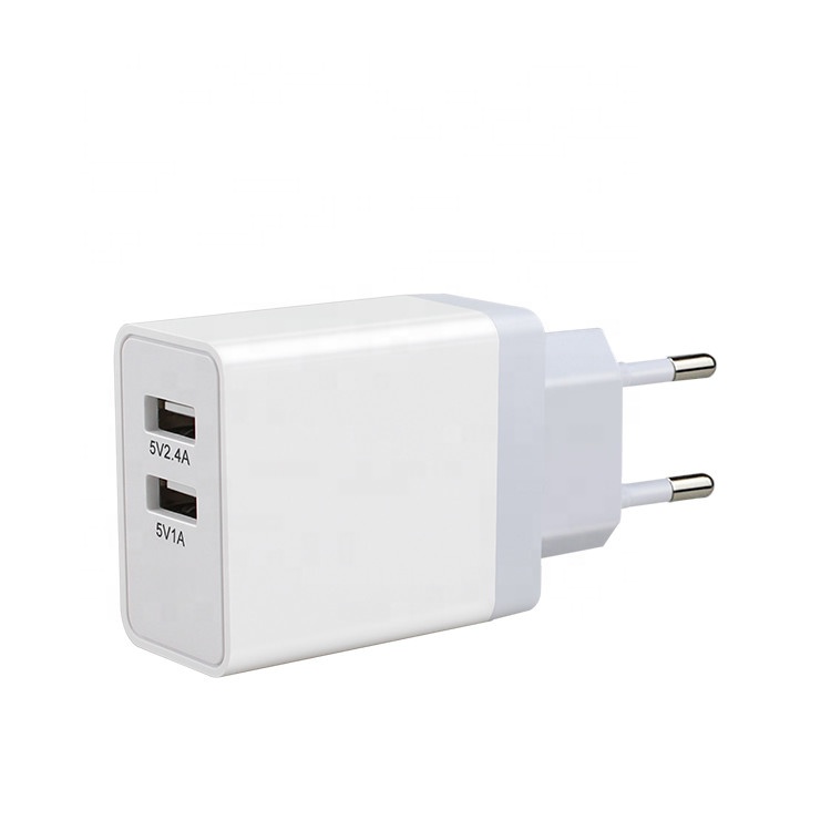 CE cul rohs fcc certification 2 pin dual two port 5v 1a 2 dual usb power adapter charger 5v 2.1a with eu plug